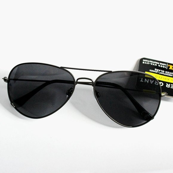 Foster Grant Men's Polarized Aviator Sunglasses Black Metal Retro Vintage - Picture 1 of 5